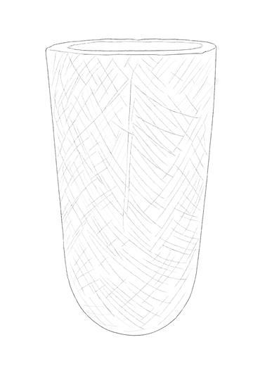 Hand-drawn sketch of a wooden cup
